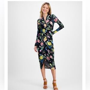 RACHEL Rachel Roy Bret jersey dress, black floral, size XL EUC!